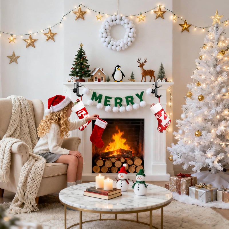 KISOY Fireplace Stocking Holder, Christmas Mantle Garland Hanger, Mantel Hook for Holiday Decorations,Adjustable Fireplace Stocking and Garland Hanger (Branch-Style, 4) - Image 4